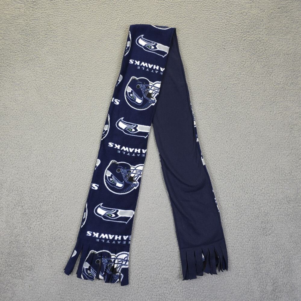 Seattle Seahawks Fleece Scarf 70 Inch Blue 12 Winter Hawks Fringe Logo Football